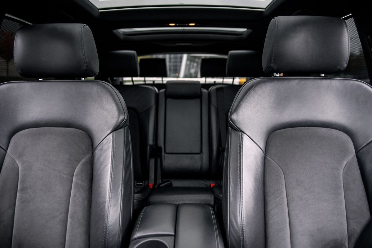 Black leather interior of modern luxury car.